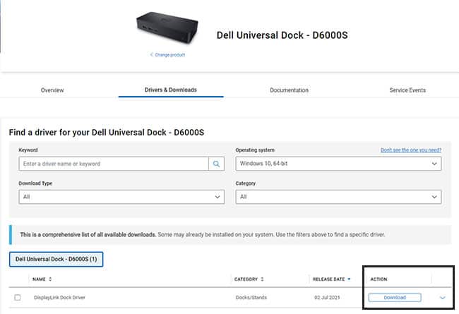 dell dock driver download